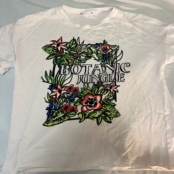 Zara White Botanic Jungle Graphic Tee - Picture 1 of 2